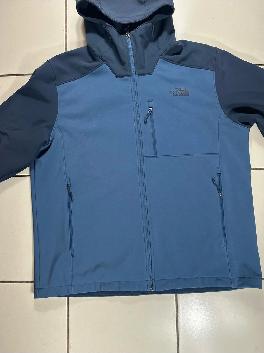The North Face Men's Two-Tone Navy and Slate Blue Softshell Hoodie